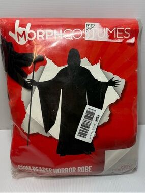 Grim Reaper Costume Adult Scary Hooded Death Robe & Gloves Halloween Size Large